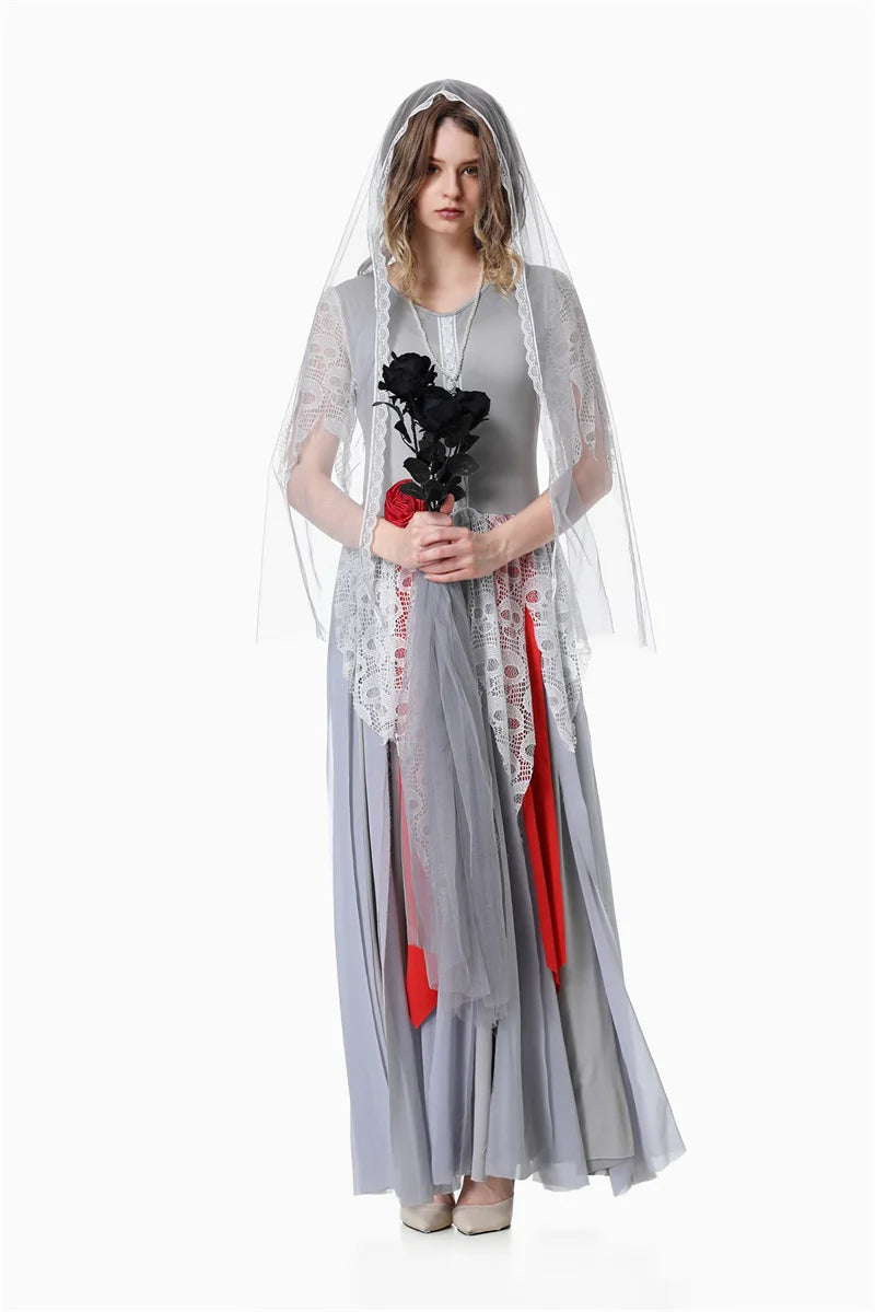 Adult Scary Ghosts Bride Costume Women Zombie Vampire Cosplay Outfit