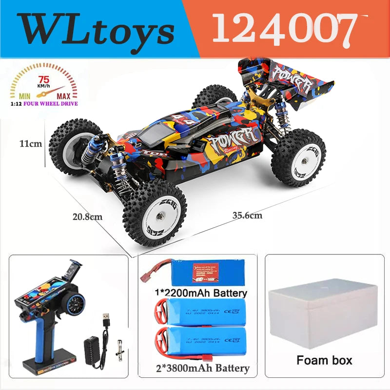 124017 124007 75KM/H  RTR 2.4G Racing RC Car Brushless 4WD Electric High Speed Off-Road Drift Toys