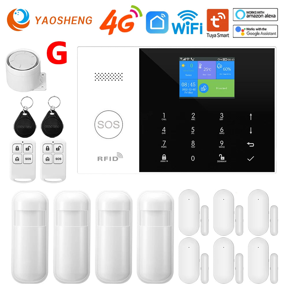 4G Alarm System Security Home WIFI Alarme Residencial Wireless Home Alarm For Tuya Smart Life With Door Sensor Work With Alexa