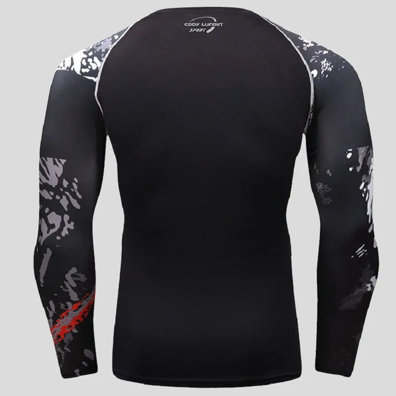 Men's Long Sleeve Rashguard Westling Grappling Fight Wear Printed Boxing Tops