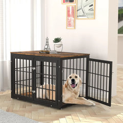 Heavy Duty Dog Crate Furniture for Large and Medium Dogs, Decorative Pet House End Table, Wooden Cage Kennel Furniture Indoor