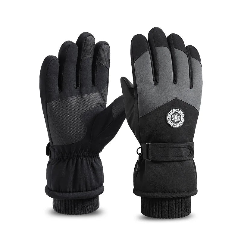 Skiing Gloves Men and Women Winter Touch Screen Warm Velvet Padded Thickened Cycling Waterproof Outdoor Cycling Non-Slip Cotton