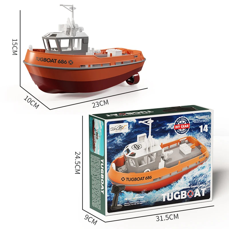 Wireless Radio Control Shipboat 2.4G Electric Remote Control Tugboat Model Toys for Boy