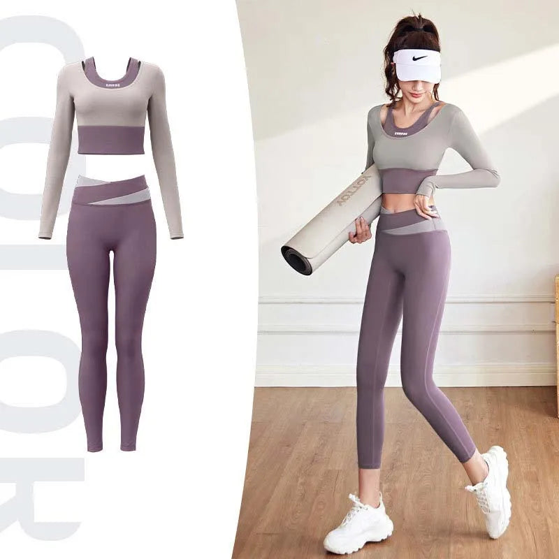 Gym Crop Top High Waist Leggings Fitness Sports Wear Quick Dry Breathable Pilates Yoga Suits