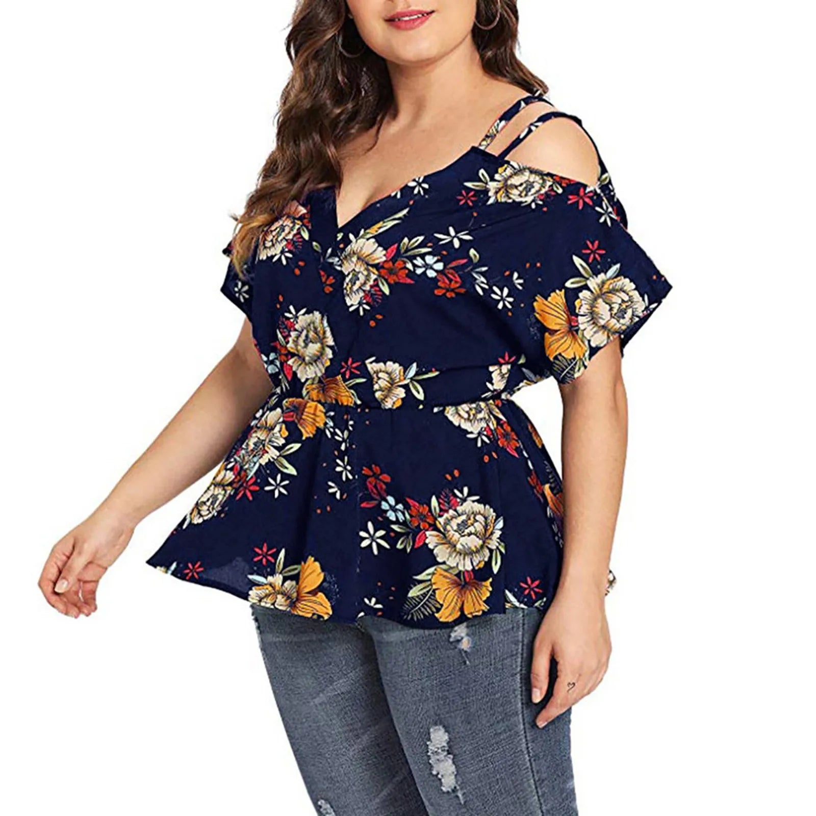 Women Floral Print Tops And Blouses Sexy Off Shoulder Tunic Shirt