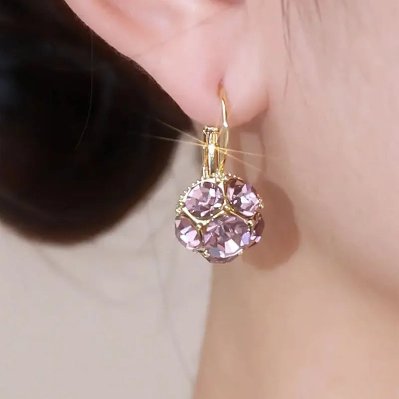 Fashion Trend Unique Design Elegant Exquisite Light Amethyst Round Earrings