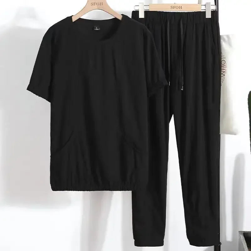 Men's Top Pants Sets Fashion Sports Suits Kpop Sweatpants