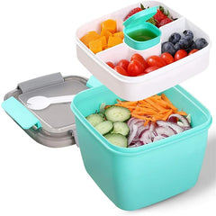 Portable Salad Lunch Container Salad Bowl 2 Compartments with Large Bento Boxes Salad Bowls Lunch Box Lunch Container For Food