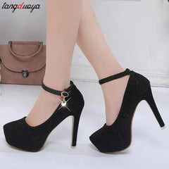 Super high heels Women summer elegant woman heeled shoes Fashion Ankle buckle Bride Shoes