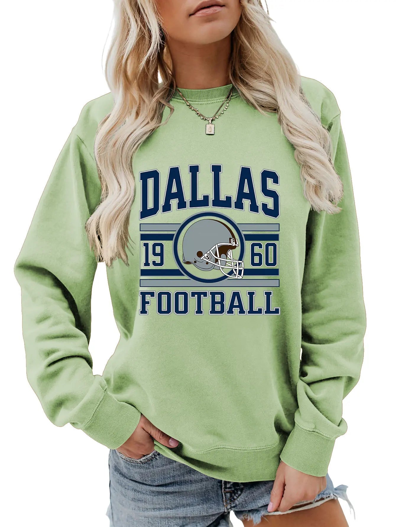 Autumn women's hoodie dallas 1960 football printed top fashion crew-neck long-sleeved hoodie casual all fashion hoodie jumper