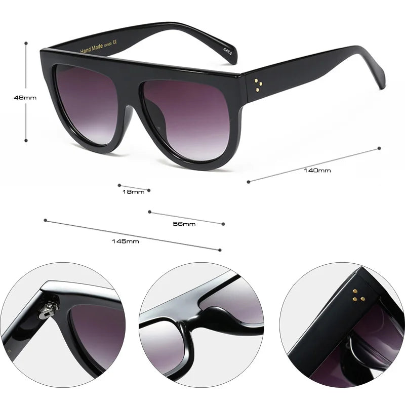 Women Large Gradient Frame Sunglasses Classic Men Clear Lens Sunglasses