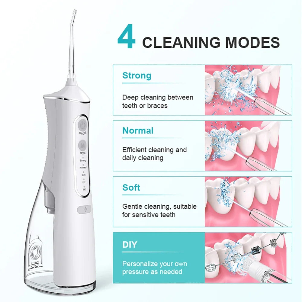 JIAYAN Floss Oral Rinse DIY PSI Dental Water Jet For Teeth Cleaning 300ml 4 Modes Portable Powerful Oral Cleaning