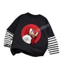 Sonics Kids Clothing Fashion All-match Letter Printing T-shirt Autumn Casual Loose Pure Cotton O-neck Pullover Long Sleeve Top