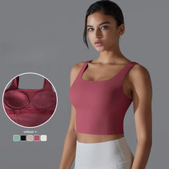 Women Sleeveless Top Yoga Clothes Sports Underwear Workout Gym Crop Tank Push Up Bra