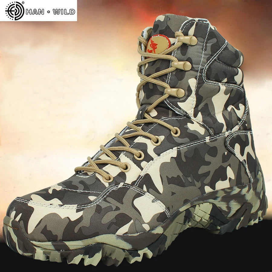 Men Military Army Boot High Quality Waterproof Canvas Camouflage Tactical Combat Desert Ankle Boots