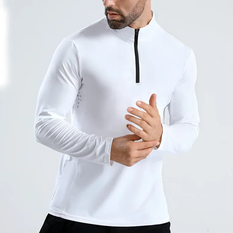 Men Half Zip Quick Dry Jacket Long Sleeve Standing Collar Top