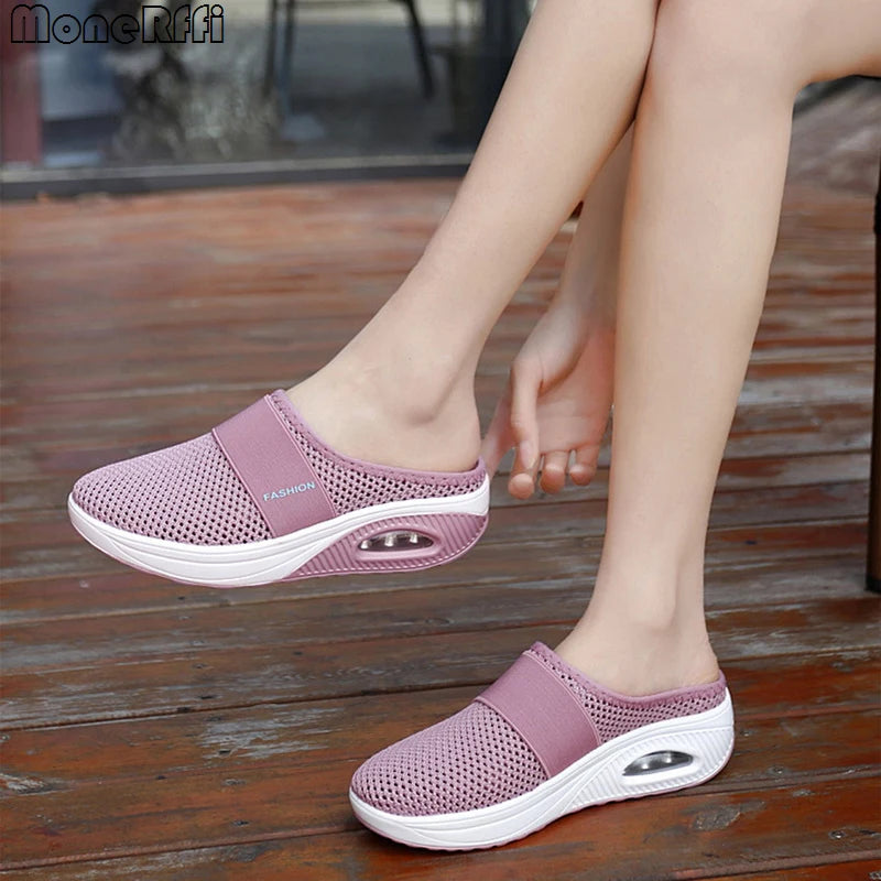 Ladies Walking Shoes Air Cushion Slip-On Orthopedic Slippers