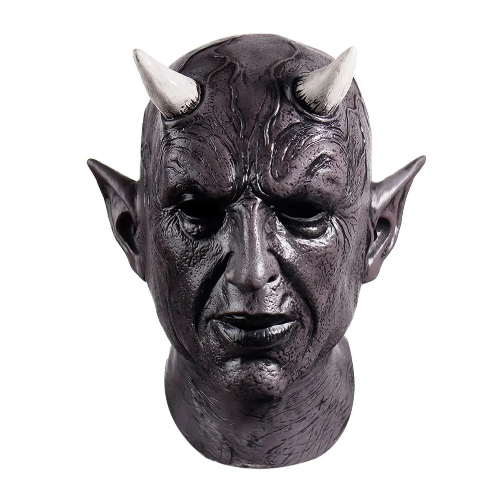 Mephistopheles Demon Horn Mask Cosplay Horror Devil Latex Helmet Halloween Masquerade Carnival Party Costume Props