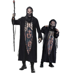 Boys Black Death Azrael Cosplay Kids Children Halloween Devil Ghost Skeleton Robe