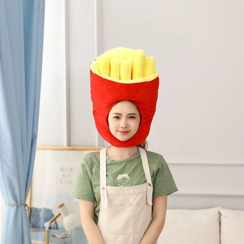 Food Hat Hamburger Fries Chips Cap Costume Cosplay Carnival Dress