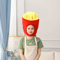 Food Hat Hamburger Fries Chips Cap Costume Cosplay Carnival Dress