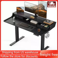 Electric Standing Desk with Drawers, 48″ X 24″ Gaming Desk with Monitor Stand, C-Clamp Mount, Home Office