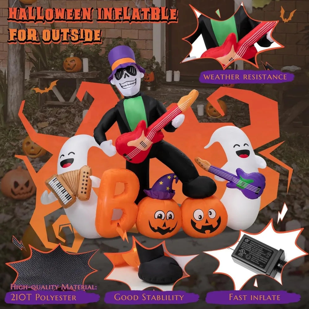 7FTHalloween Inflatables Outdoor Decorations Skeleton Ghosts The with Inflatable Yard Decorations