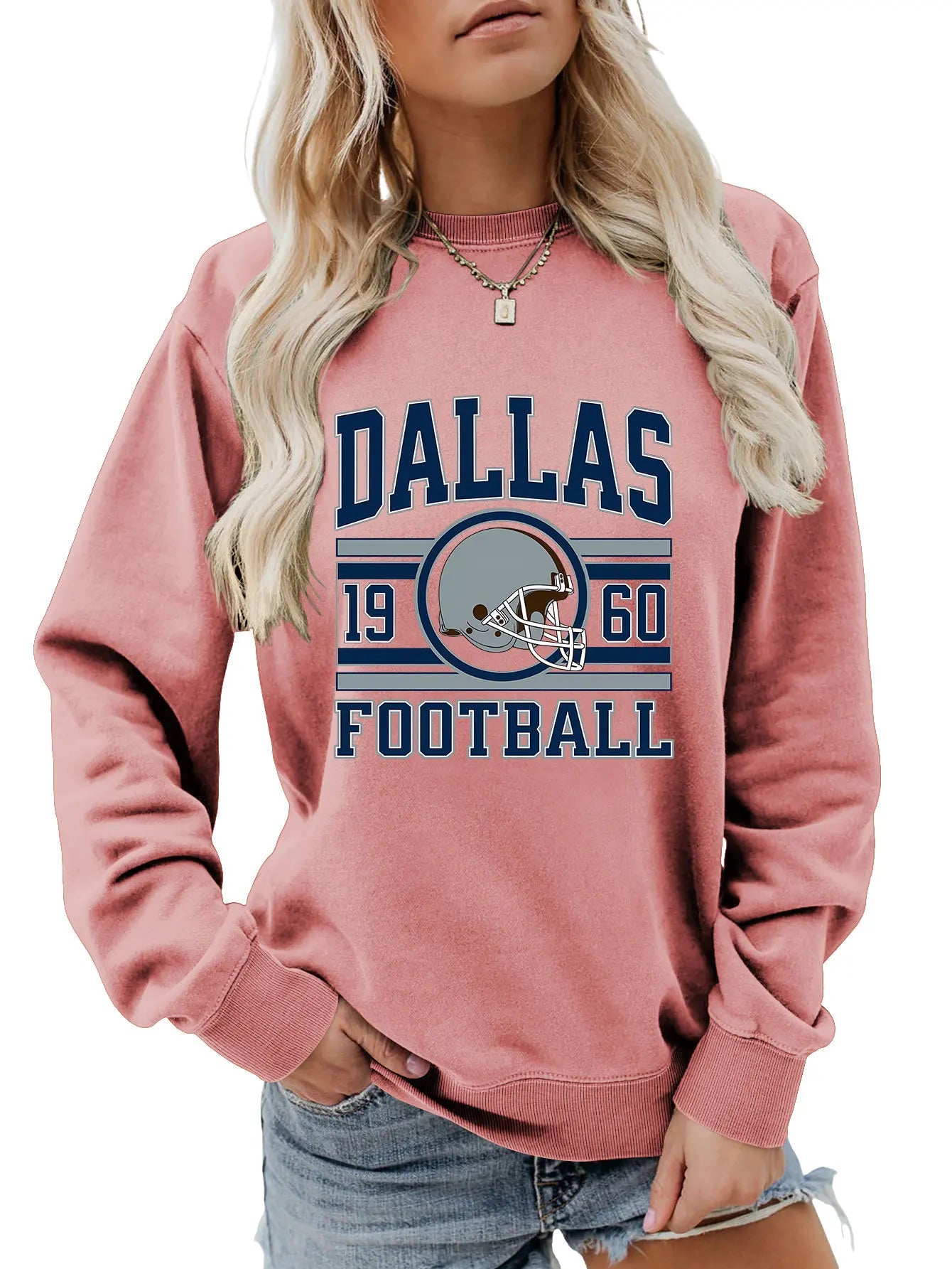 Autumn women's hoodie dallas 1960 football printed top fashion crew-neck long-sleeved hoodie casual all fashion hoodie jumper