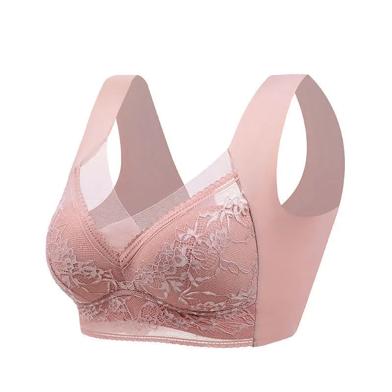 Women Large Bra Push Up Ice Silk Seamless upper Bralette Lace Wireless Summer Bras