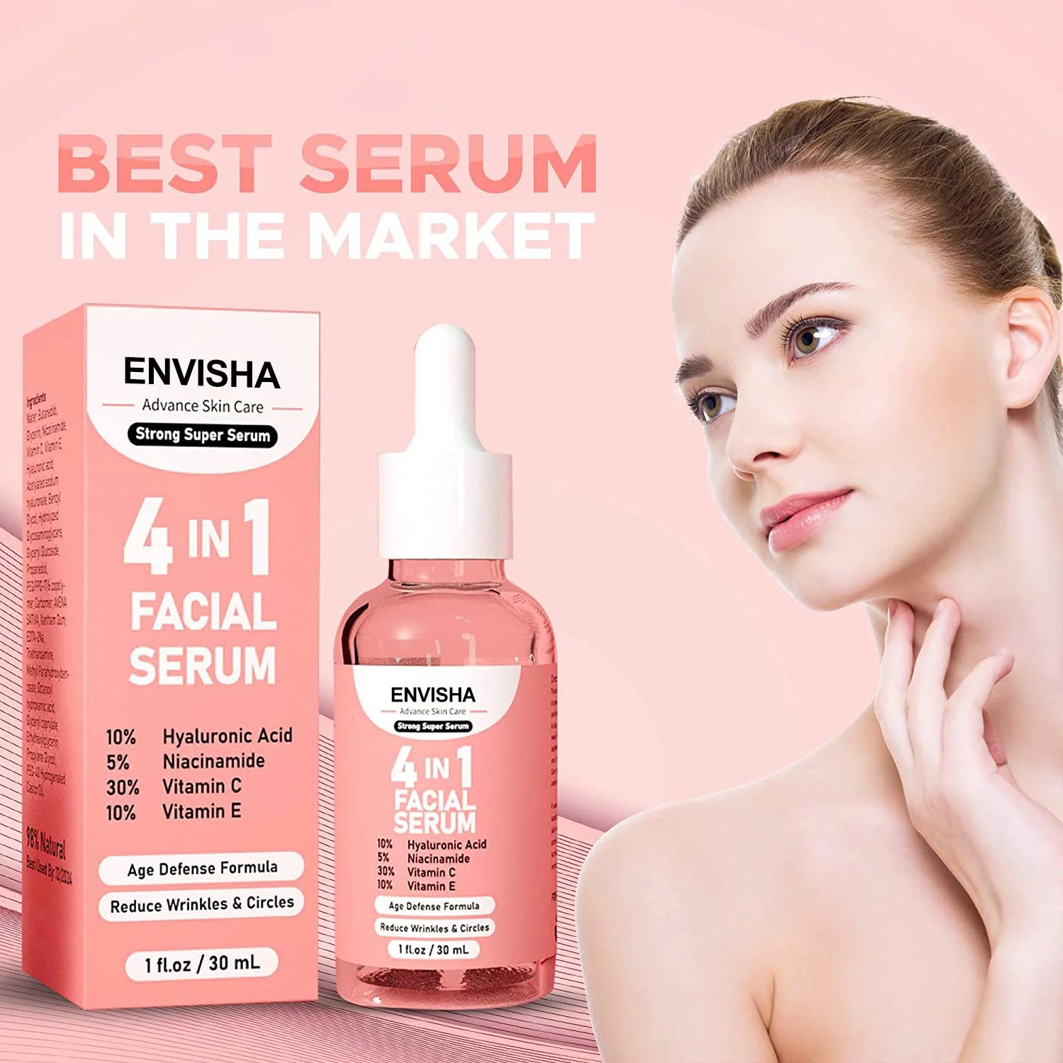 Face Serum Skin Care Anti-Aging Wrinkle Whitening Moisturizing Exfoliating Shrink Pores Fade Hyaluronic Acid Niacinamide