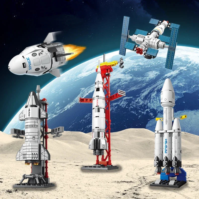 Creative Aerospace Series Building Blocks Space Rocket Craft Launch Center Station Base Set Bricks Toys