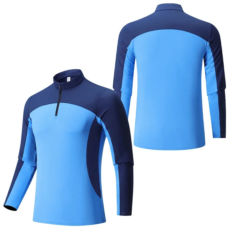 Long Sleeve Stand Collar Zip-up Quick-drying Breathable Sweat-absorbent Elasticity T-shirt