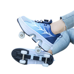 4-Wheel Skates Deform Roller Skate Shoes Professional Double Row Skates Youth Men Women Sneakers Parkour Deformation Shoes Gift