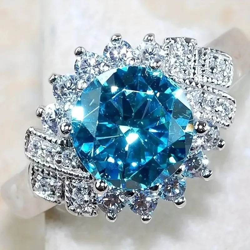 Blue Ring Fashion Exaggerate European and American Style Jewelry Headpiece Wholesale