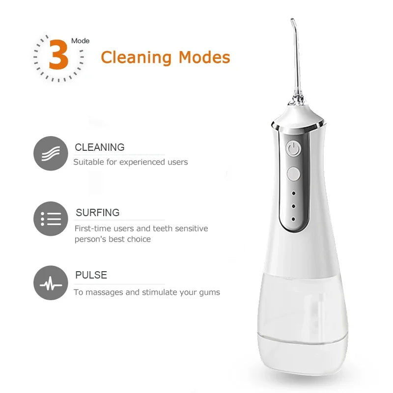 350ML Water Tank Waterproof Teeth Cleaner Oral Irrigator USB Rechargeable Water Flosser Portable Dental Water Jet