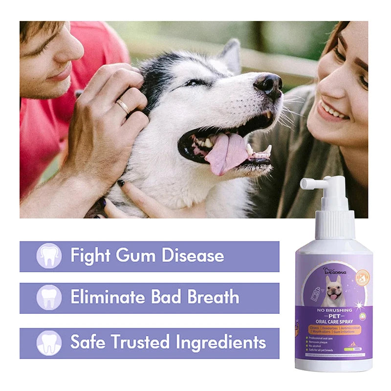 Clean Pet Dog And Cat Teeth Cleaning Spray Safe Oral Freshener Odor Remover
