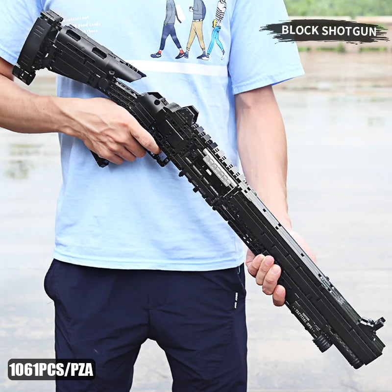 Italy Benelli M4 Shotguns Army Weapons Technical Building Blocks Model Kit Kids Military SWAT Game Bricks