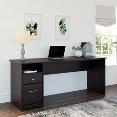 Cabot 72W Computer Desk with Drawers in Espresso Oak