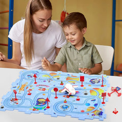 Puzzle Racer Kids Car Track Set Plastic Floor Puzzles for 3 4 5 6 Year Old Boys Montessori Toys Brain Toys