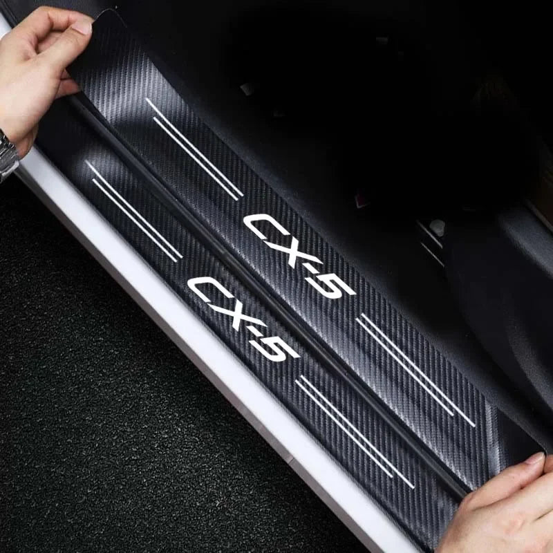 Car Door Sill Protective Sticker Carbon Fiber Leather Threshold Strips