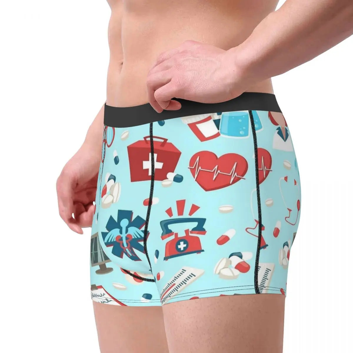 Men's Nurse Tools Cartoon Boxer Briefs Shorts Panties Soft Underwear Male Novelty Long Underpants