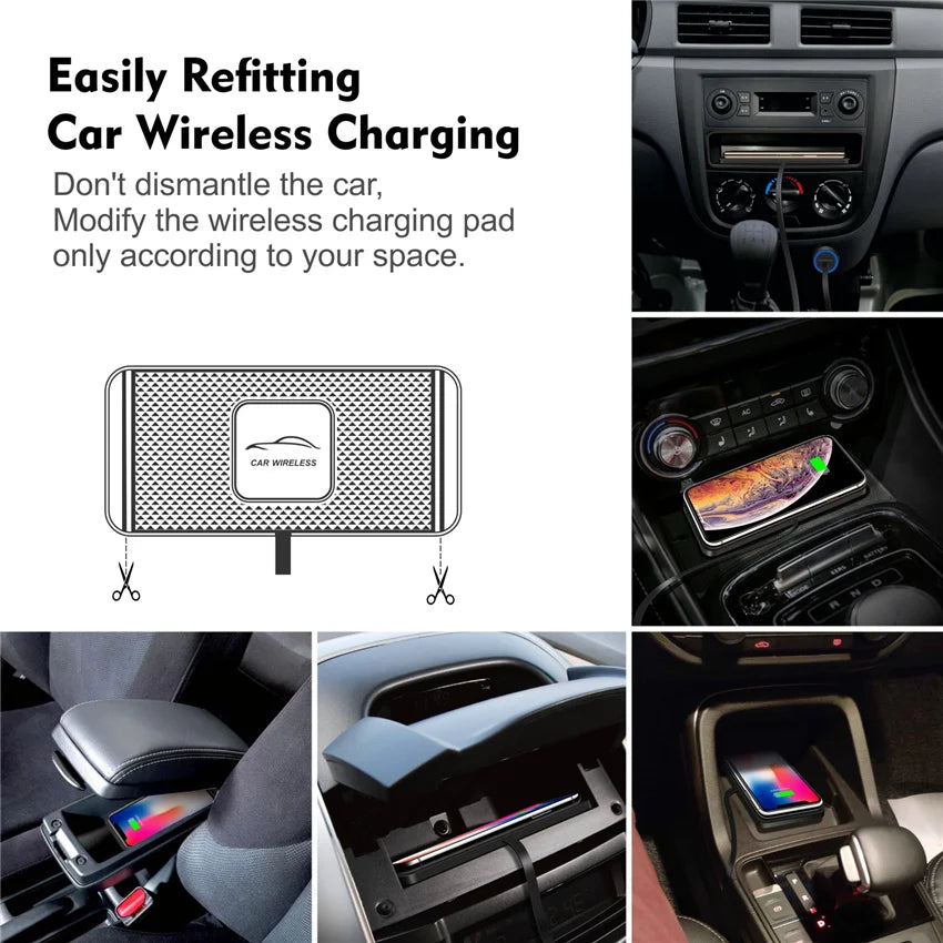 30W Car Wireless Charger Mat Silicone Non-Slip Pad for iPhone 15 14 13 12 11 X XR Samsung Xiaomi Car Phone Fast Charging Stand