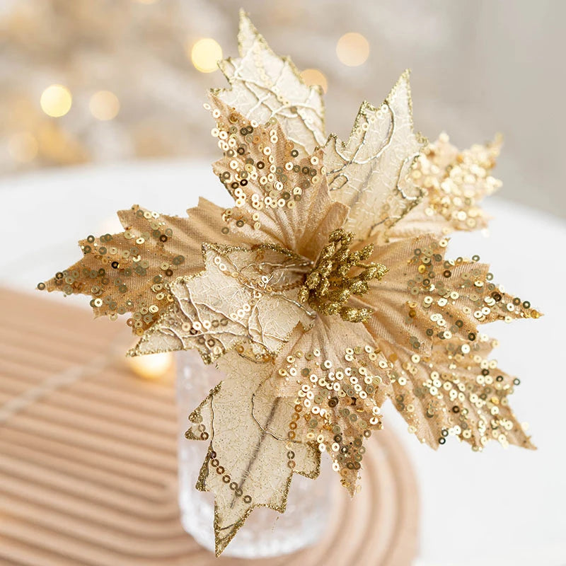 Glitter Artificial Christmas Flowers