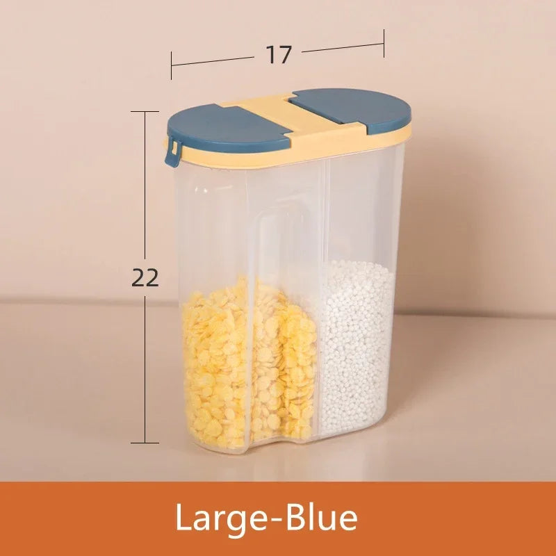 M/L Double Grid Cereals Jar Plastic Food Storage Container