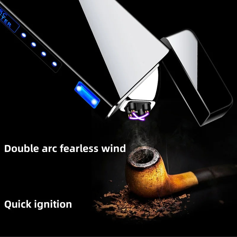 New Pulse Dual Arc Plasma USB Charging Portable Windproof Metal Cigar Lighter Outdoor Camping