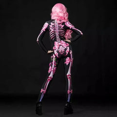 Rose Skeleton Adult Kids Scary Costume Halloween Dress Cosplay Jumpsuit