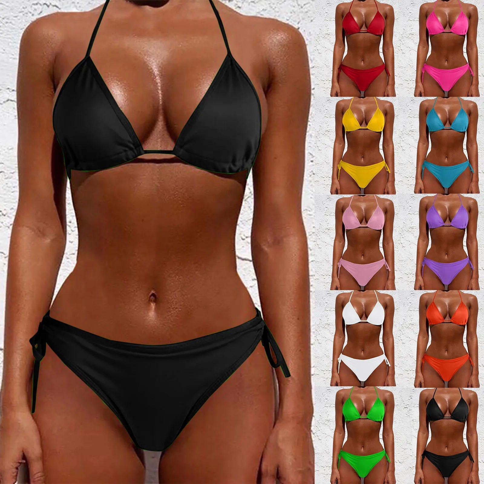 Women'S Split Bikini Set Fashion Classic Simple Solid Color Swimsuit