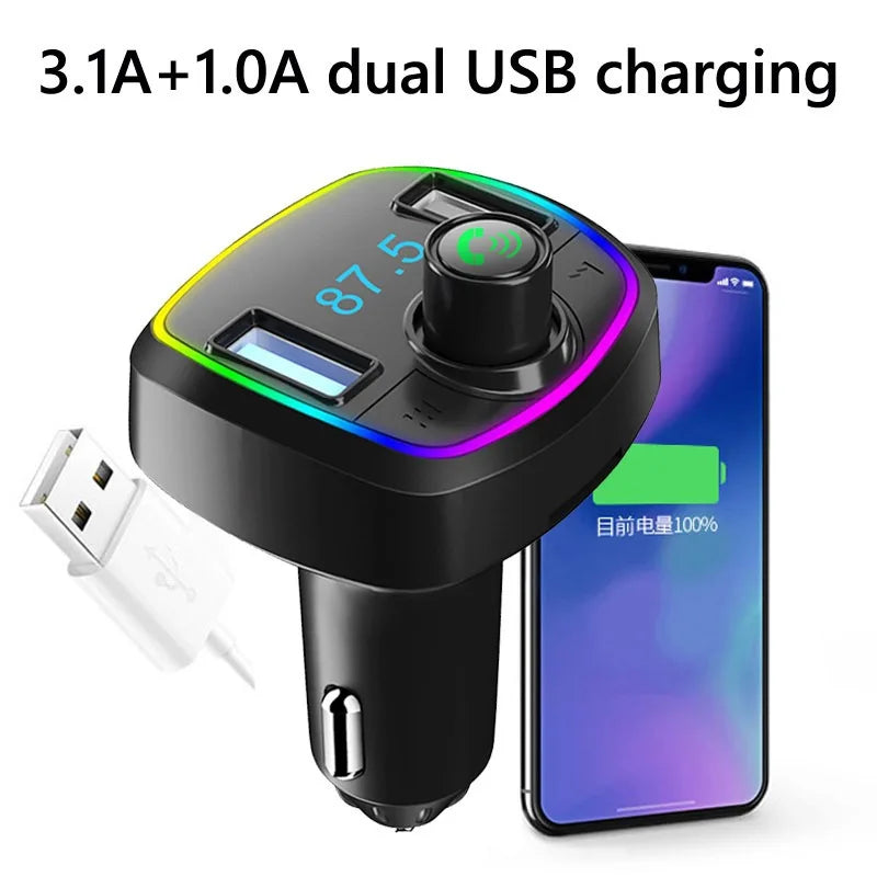 Wireless Car kit Handfree Dual USB Car Charger Bluetooth5.0 FM Transmitter MP3 Music Player Modulator Audio Adapter Car Charger