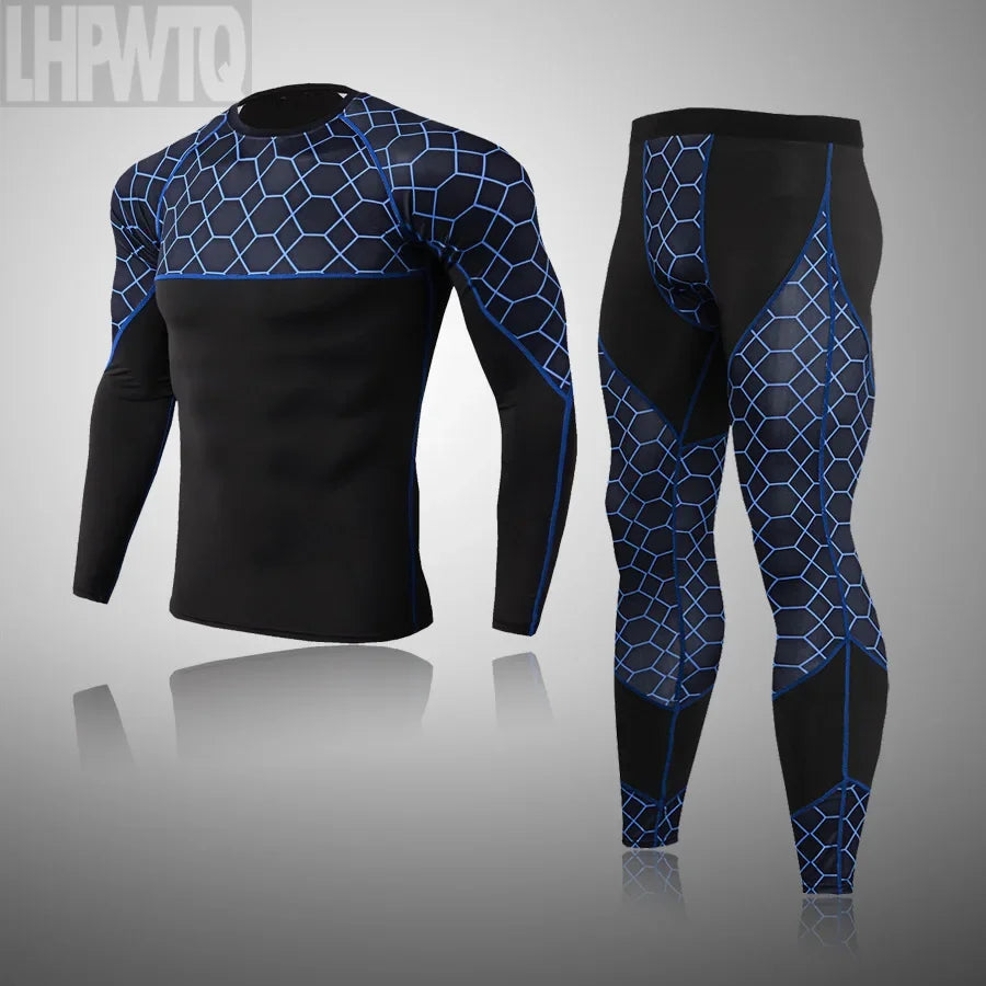 Men's Winter Thermal Underwear Set Gym Clothing Running Man Long Johns Compression tights Suit Gym Man Sport Pants S-XXXXL