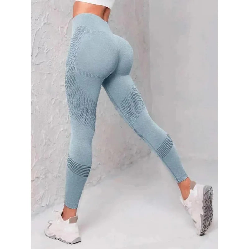 Breathable High-Waisted Yoga Solid Color Tummy Control Sportswear Comfortable Fitness Gym Tights Activewear